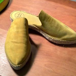 Slip on yellow suede espadrilles